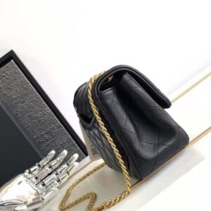 Chanel AS4040 Mini Flap Classic Bag 17 Woc Camellia Lambskin Black