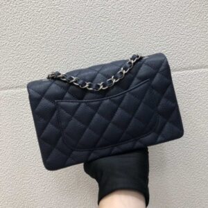 Chanel A69900 Mini Flap Bag Grained Calfskin Navy Blue Silver