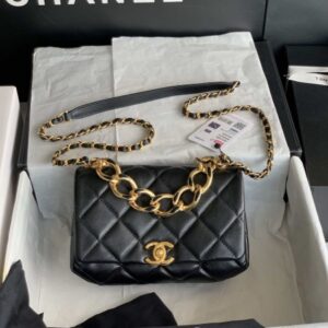 Chanel AS3366 Flap Bag 20cm Lambskin Black