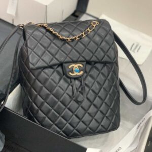 Chanel A91120 Backpack Vintage Lambskin Bag Black