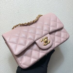 Chanel A69900 Mini Flap Bag Grained Calfskin Pink Gold