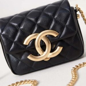 Chanel AP3208 Mini Flap bag With Chain shiny Lambskin & Gold-Tone Metal Black