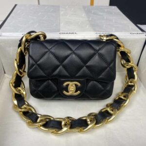 Chanel Mini Flap Bag Lambskin Gold-Tone Metal AS3213 Black