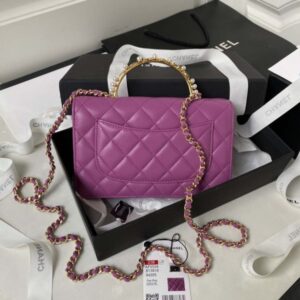 Chanel AP3504 Woc Geldbörse auf Kette Lammfell Imitation Perlen Strass & Gold lila