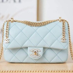Chanel AS3114 Flap Bag Lambskin Light Blue