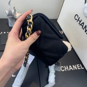 Chanel As1160 Chanel 19 Handbag Flap Shoulder Velvet Black