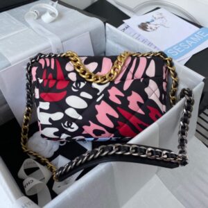 Chanel As1160 Chanel 19 Handbag Flap Colorful Print Vintage gold