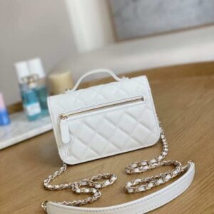 Chanel A81215 Mini messenger bag with Handle White