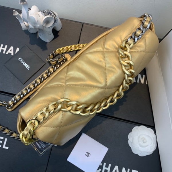 Chanel As1160 Chanel 19 Handbag Flap Lambskin Gold 3 Chanel As1160 Chanel 19 Handbag Flap Lambskin Gold - immagine 3