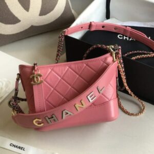 Chanel AS0865 Chanel's Gabrielle Kleine Hobo Tasche Rosa Glattes Kalbsleder