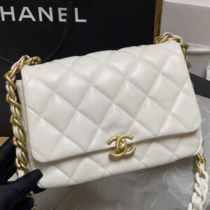 Chanel AS3206 Small Flap bag lambskin gold White