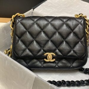 Chanel AS3206 Small Flap bag lambskin gold Black