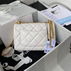 Chanel Flap Bag Lampskin Diamond AS1793 White