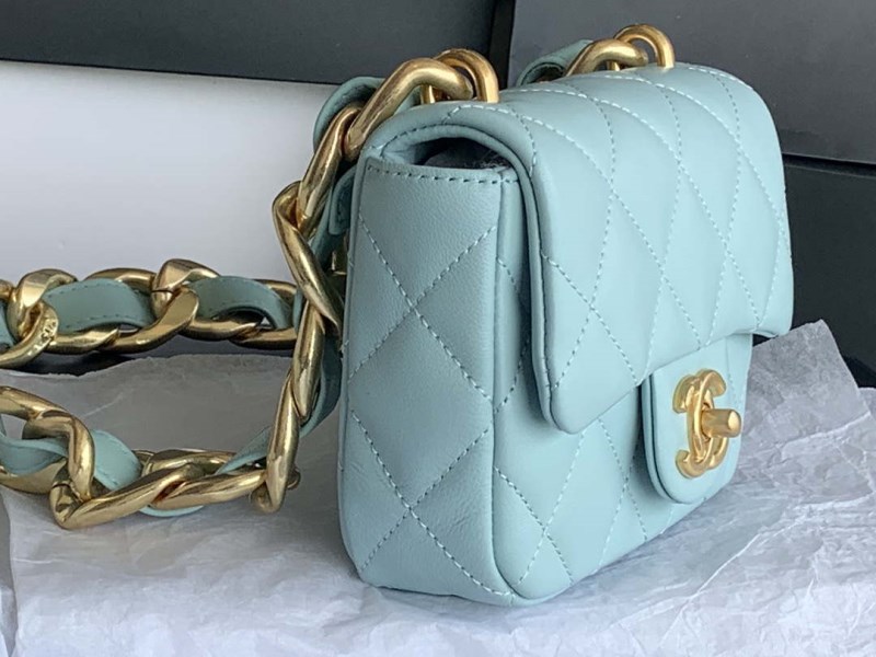 Chanel Mini Flap Bag Lambskin Gold-Tone Metal AS3213 Blue 2 Chanel Mini Flap Bag Lambskin Gold-Tone Metal AS3213 Blue - Imagen 2