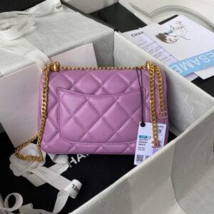 Chanel Flap Bag Lampskin Diamond AS1793 Purple
