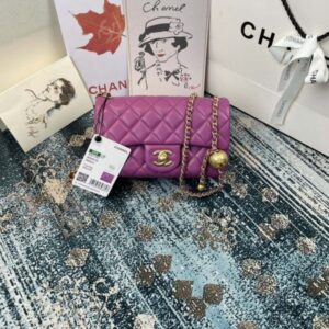 Chanel AS1786 Chanel Mini Flap Bag Lambskin Gold NA106 Purple