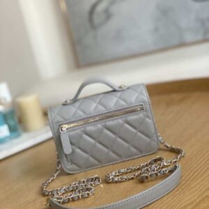 Chanel A81215 Mini messenger bag with Handle Gray