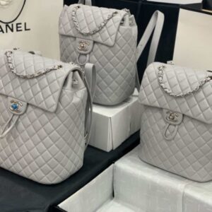Chanel A91120 Backpack Vintage Lambskin Bag Gray