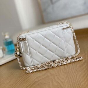 Chanel A81242 Vanity with chain Lambskin Gold football White