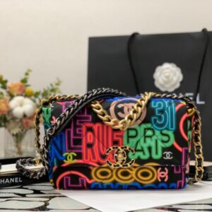 Chanel As1160 Chanel 19 Handbag Flap Graffiti Print Vintage multicolor gold