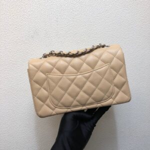 Chanel A69900 Mini Flap Bag Grained Calfskin Apricot Silver