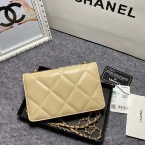 Chanel A80982 Lambskin Wallet On Chain With Gold Yellow