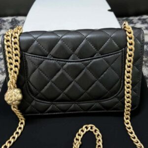 Chanel A68341 Flap Classic Bag Woc Camellia Lambskin Black