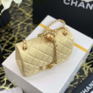 Chanel As1786 Flap Bag NA106 Shoulder Handbag B02916 Lambskin Yellow