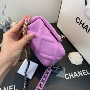 Chanel As1160 Chanel 19 Handbag Flap Shoulder Velvet Pink
