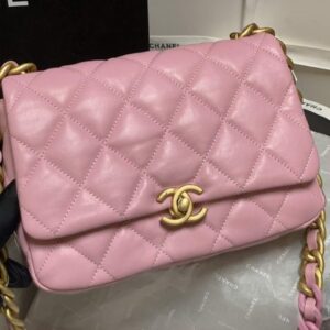 Chanel AS3206 Small Flap bag lambskin gold Pink