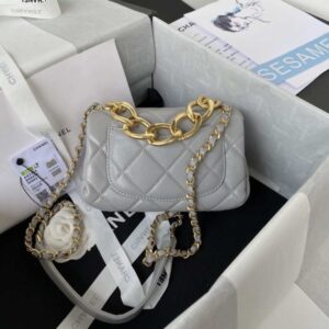 Chanel AS3365 Mini Flap Bag 17cm Lambskin Gray